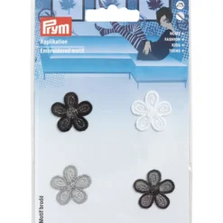 Applikation blomster til påstrygning 2,5 x 2,5cm 4stk.