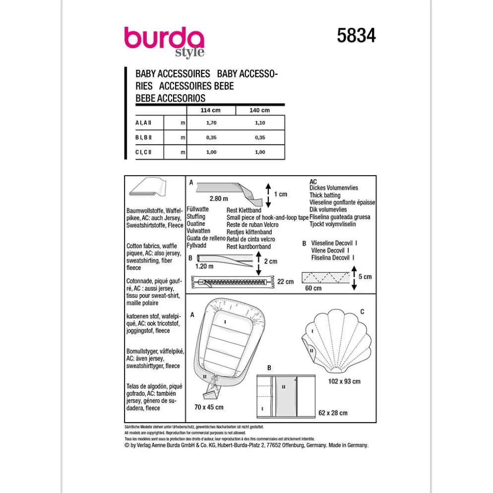 Baby tilbehør Burda 5834