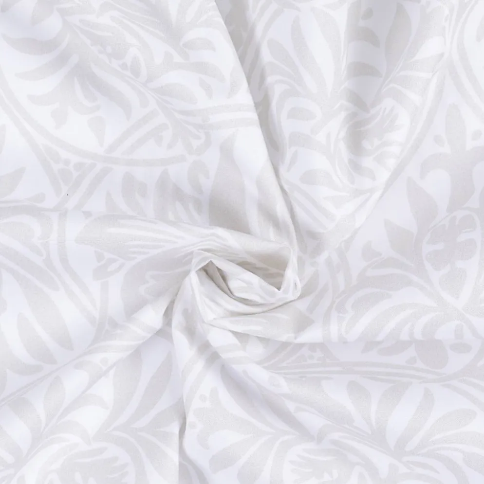 Badeforhæng m/ snirkler og blomster William Morris Hvid