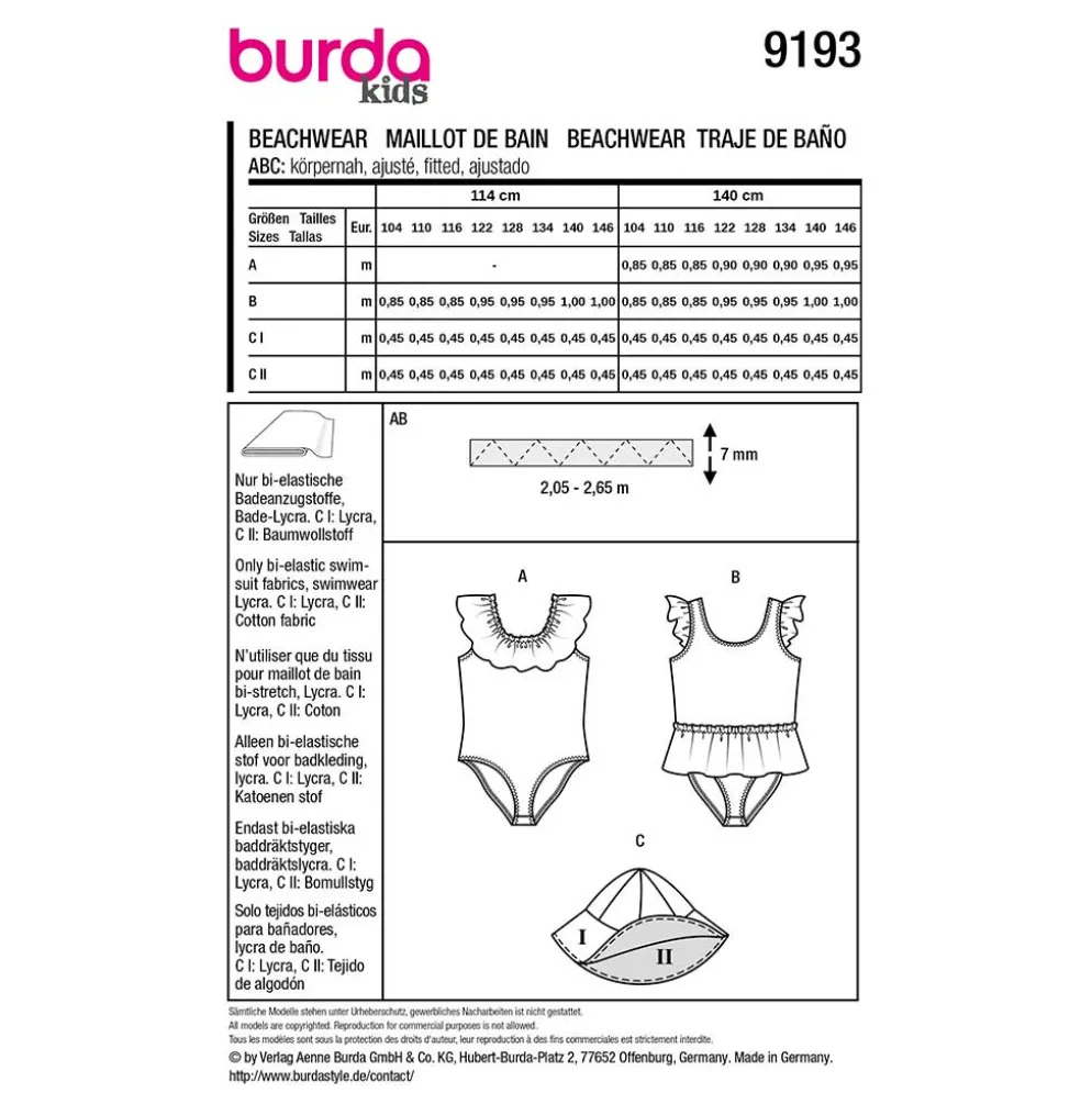 Badetøj Burda Kids 9193 str. 104-146
