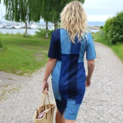 Blød denim m/ stræk Støvet blå