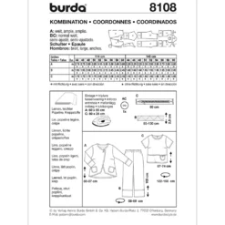 Bluse/bukser Burda 8108 str. 44-60