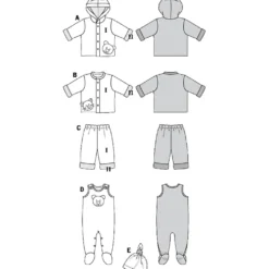 Bluse/Bukser/Dragt Burda Baby 9636 str- 56-80