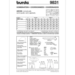 Bluse/Bukser/Kjole Burda Baby 9831 str. 56-80