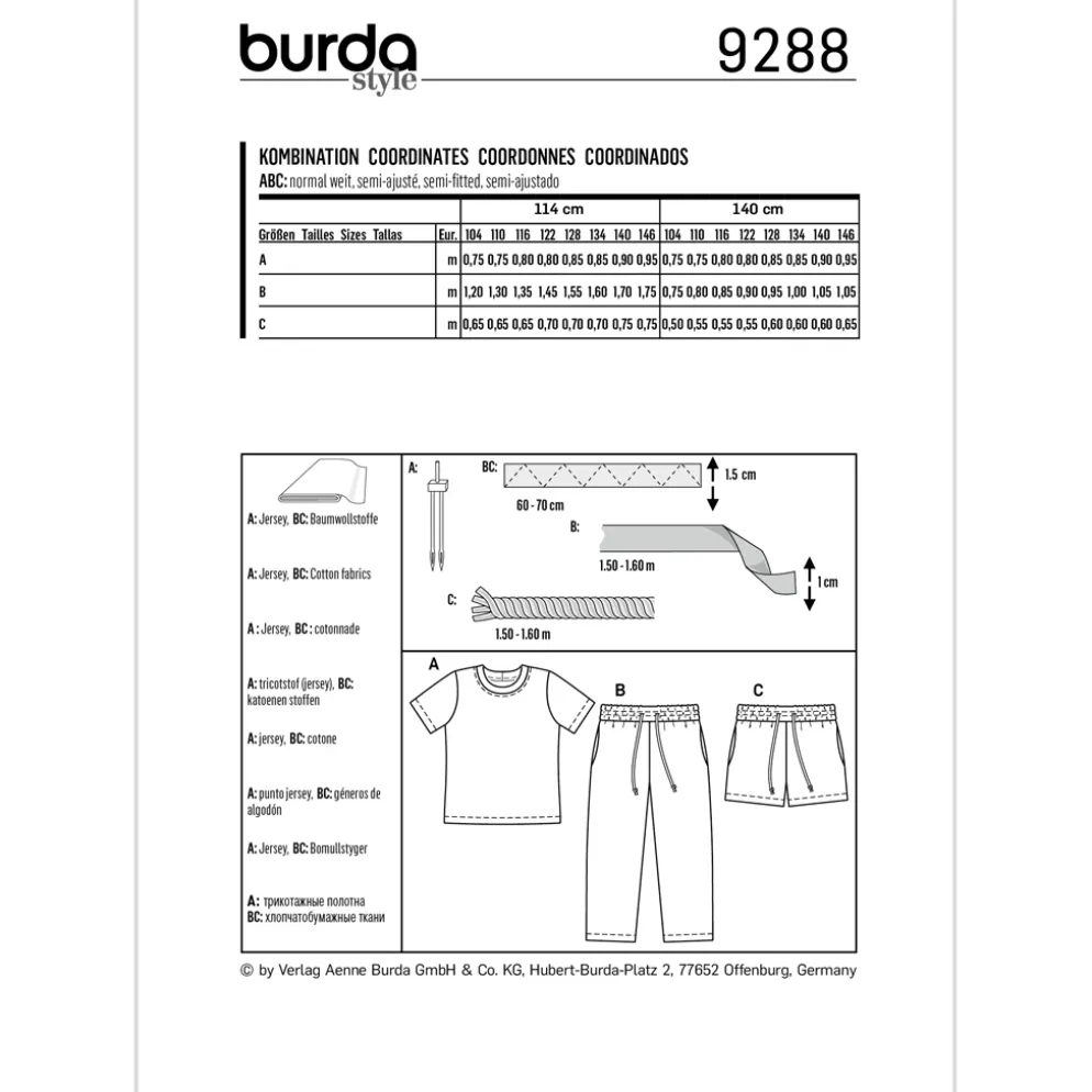 Bluse/bukser/shorts Burda Kids 9288 str. 104-146