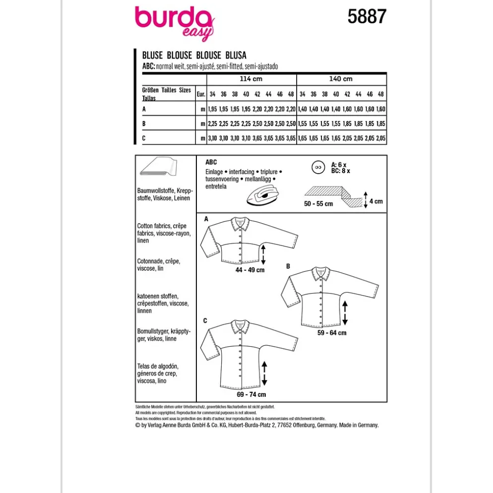 Bluse Burda 5887 str. 34-48