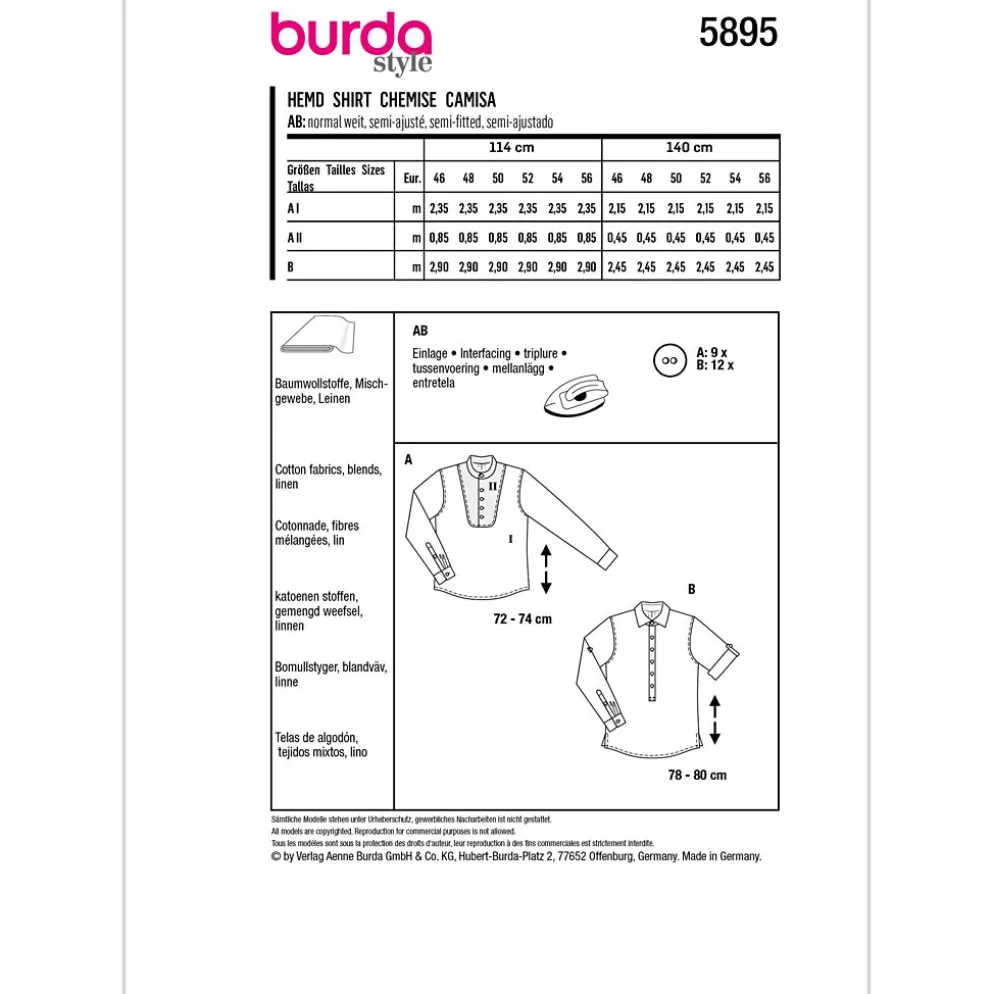 Bluse Burda 5895 str. 46-56