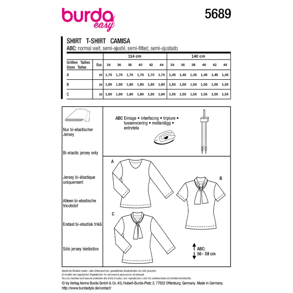 Bluse Burda 5689 str. 34-44