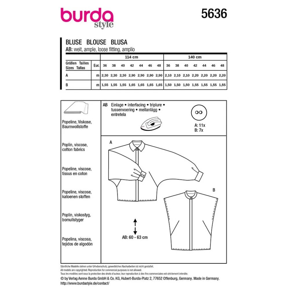 Bluse Burda 5636 str. 36-48