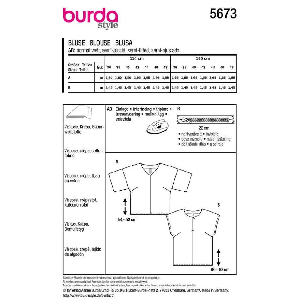 Bluse Burda 5673 str. 36-48