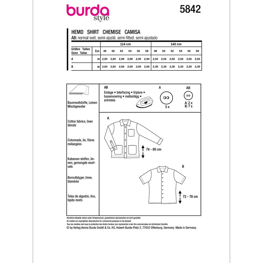 Bluse/Jakke Burda 5842 str. 48-58