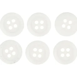 Bluseknap 4-huls, 13 mm, 6stk. Hvid