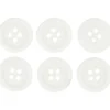Bluseknap 4-huls, 18 mm, 6stk. Hvid