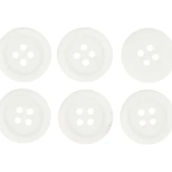 Bluseknap 4-huls, 18 mm, 6stk. Hvid