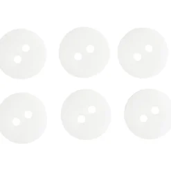 Bluseknap 2-huls, 13 mm, 6 stk. Hvid