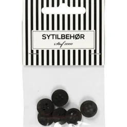 Bluseknap 4-huls, 13 mm, 6stk. Sort