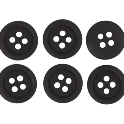 Bluseknap 4-huls, 13 mm, 6stk. Sort