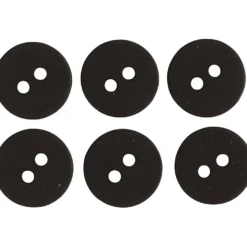 Bluseknap 2-huls, 13 mm, 6 stk. Sort