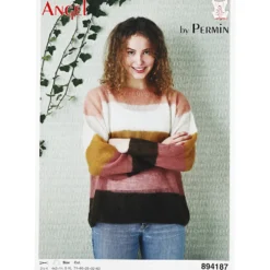 Bluse m/brede striber i Angel