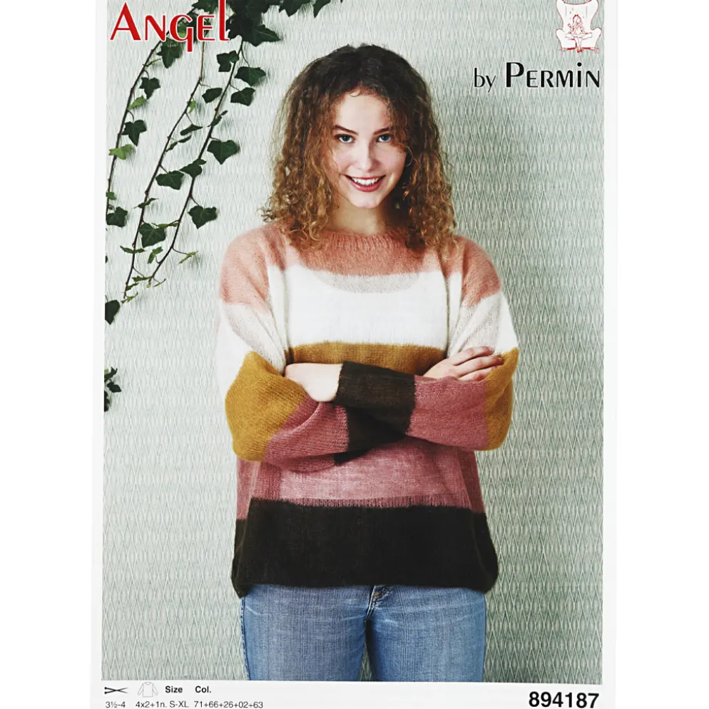 Bluse m/brede striber i Angel