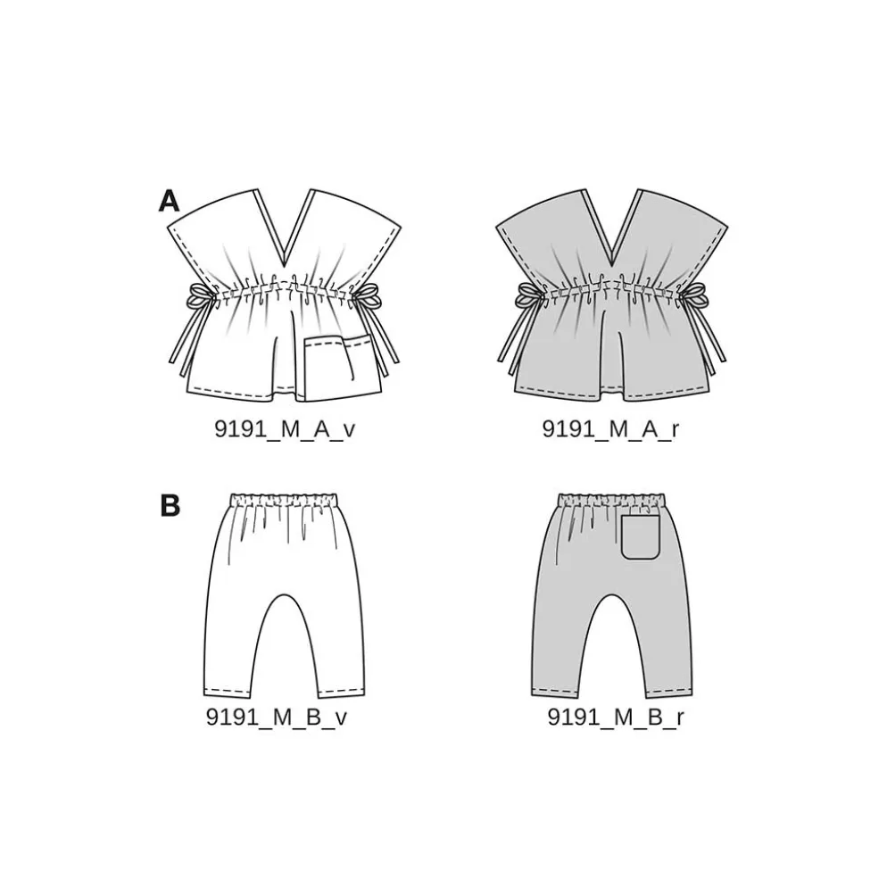 Bluse og bukser Burda Kids 9191 str. 56-98