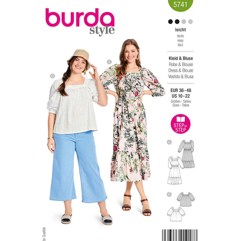 Bluse og kjole Burda 5741 str. 36-48
