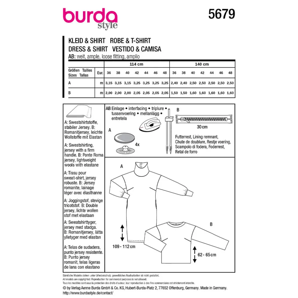 Bluse og pullover Burda 5679 str. 36-48