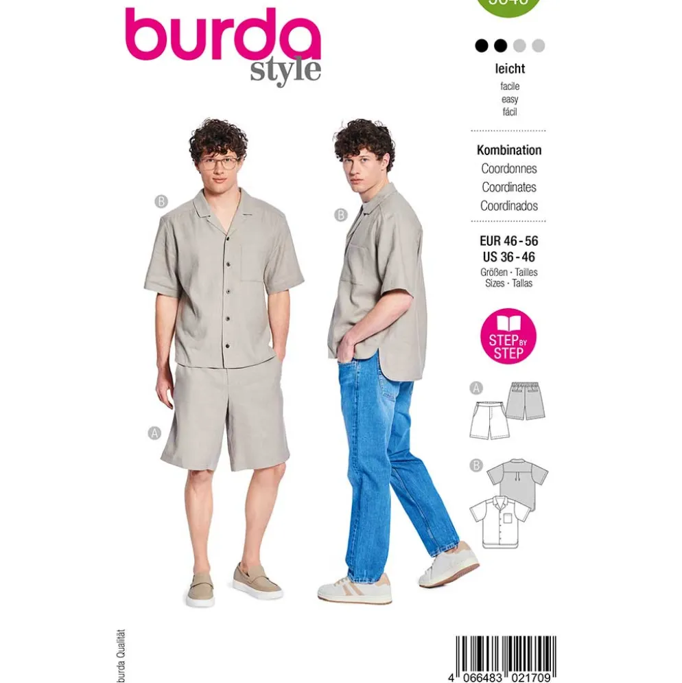 Bluse og shorts Burda Herre 5640 str. 46-56