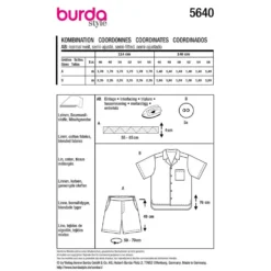 Bluse og shorts Burda Herre 5640 str. 46-56
