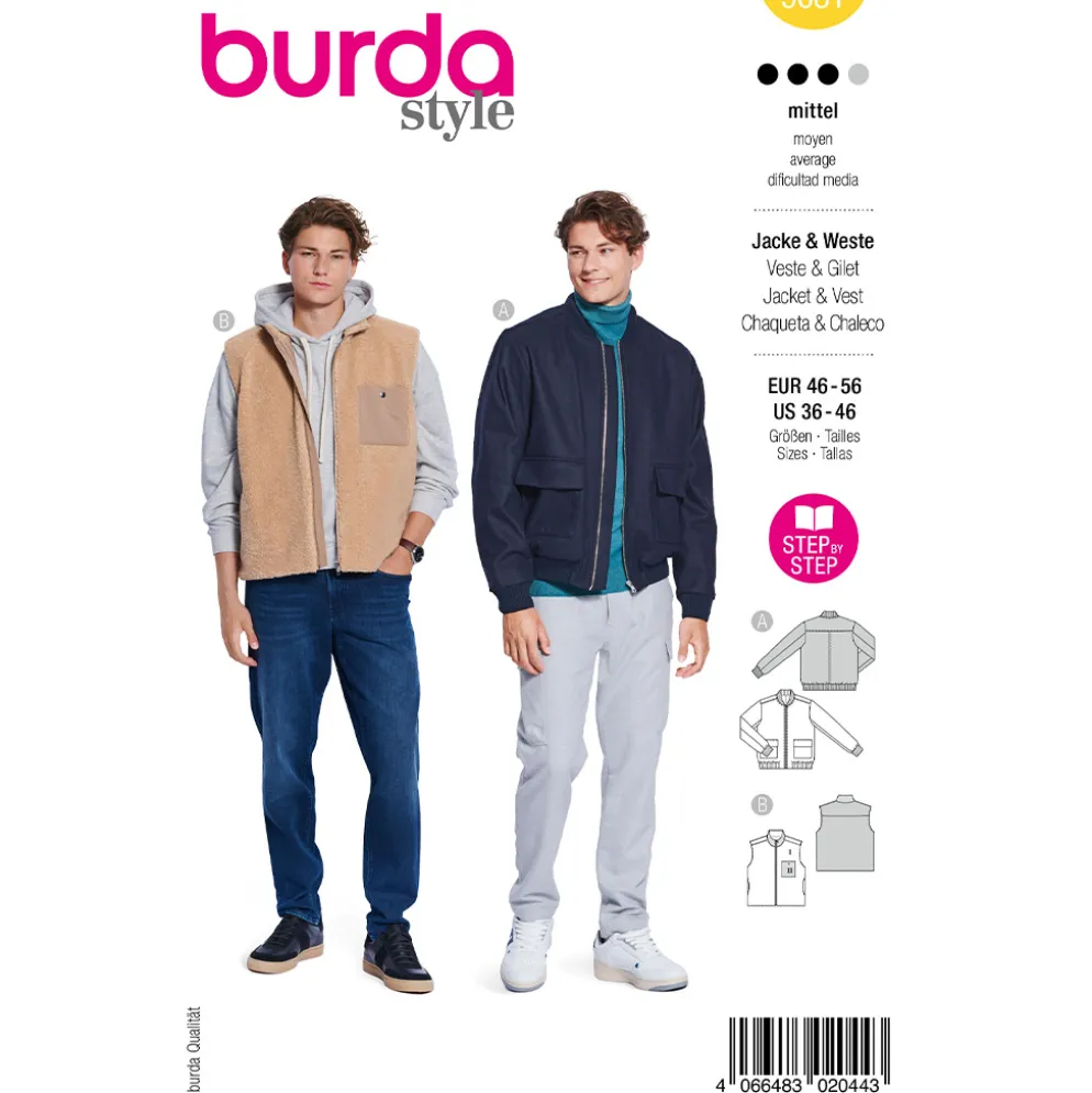 Bluse og vest Burda Herre 5681 str. 46-56