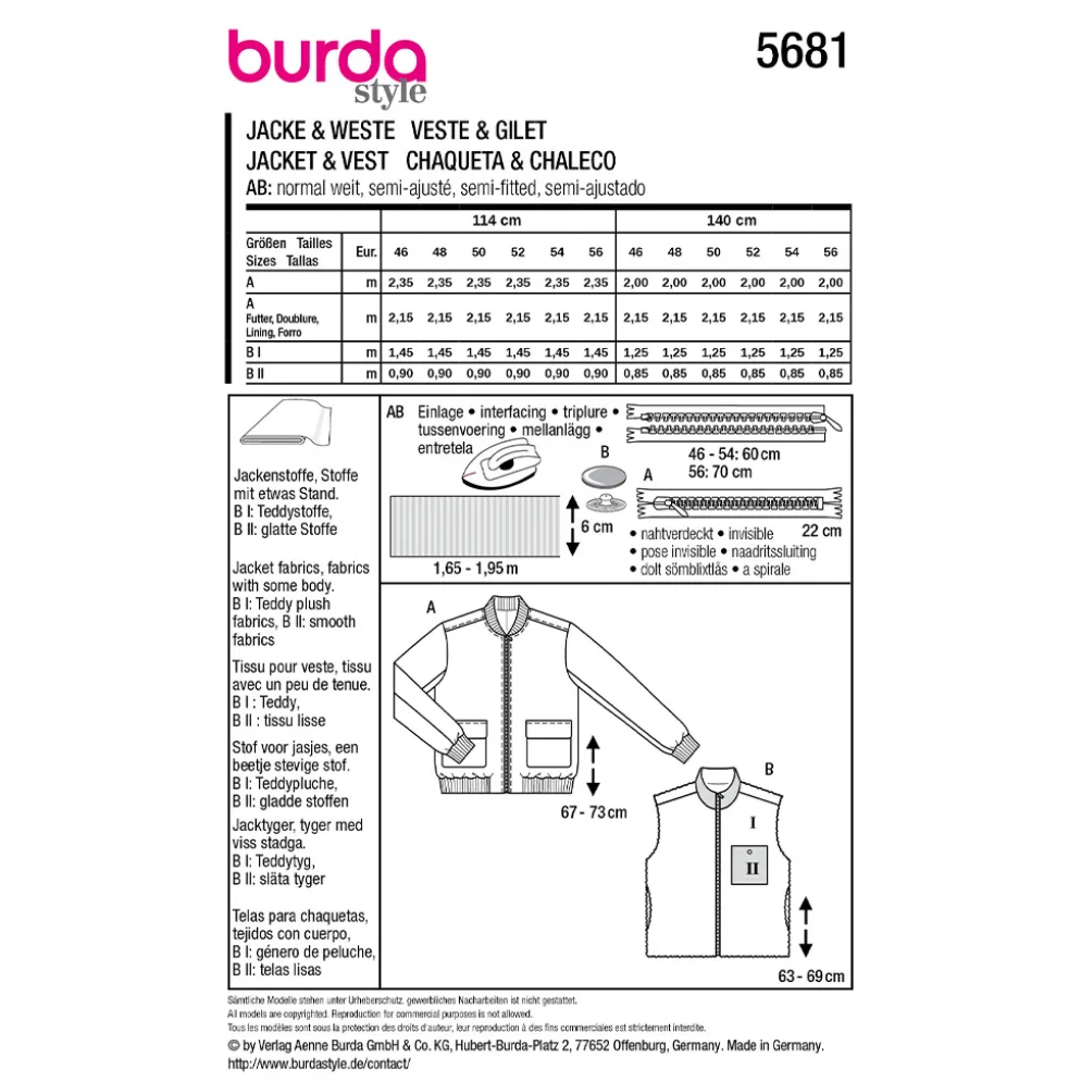 Bluse og vest Burda Herre 5681 str. 46-56