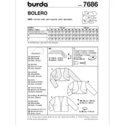 Bolero Burda 7686 str. 36-48