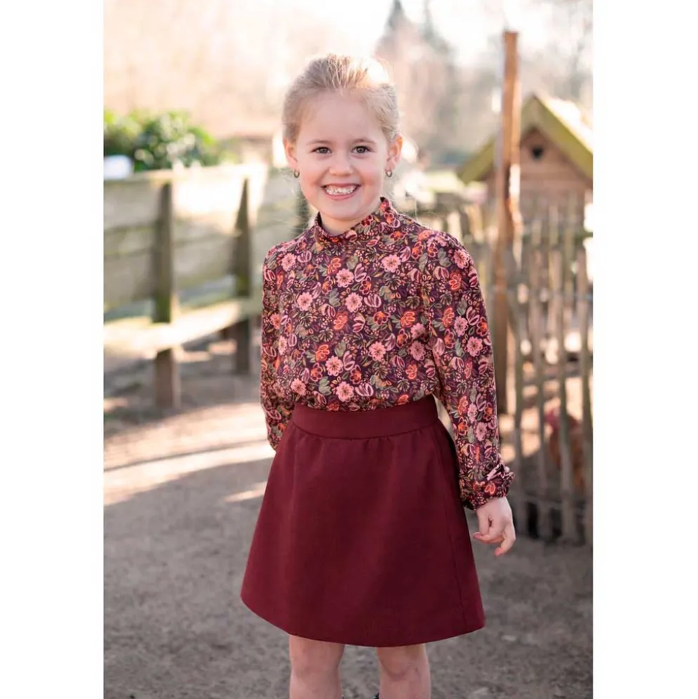Bomuld jersey m/ blomsterprint Wine