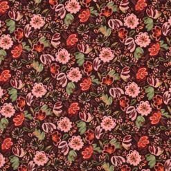 Bomuld jersey m/ blomsterprint Wine