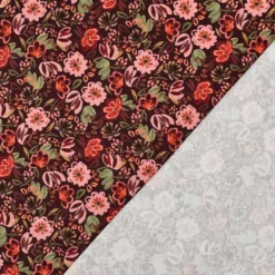 Bomuld jersey m/ blomsterprint Wine