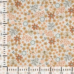 Bomuld m/blomster Lys karamel