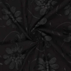 Bomuld m/broderi og applikation Sort