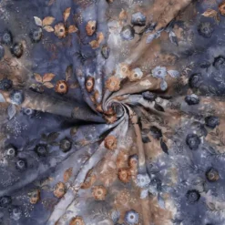 Bomuld m/broderi og tie dye Blågrå