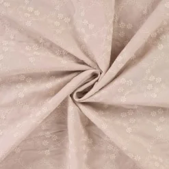 Bomuld med blomsterbroderi Sand