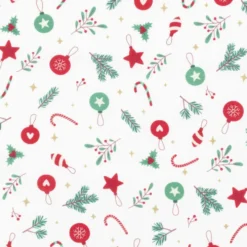 Bomuld m/juleornamenter trend white