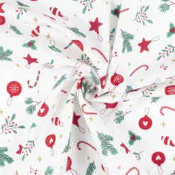 Bomuld m/juleornamenter trend white
