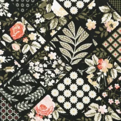 Bomuld m/ patchwork felter Mørk grøn