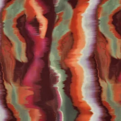 Bomuld satin m/abstrakt striber Wine