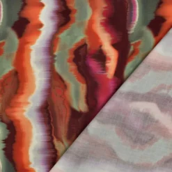 Bomuld satin m/abstrakt striber Wine