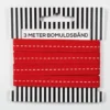 Bomuldsbånd m. stikning, 3m Rød