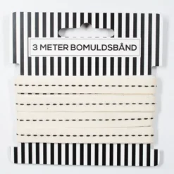 Bomuldsbånd m. stikning, 3m Trend white