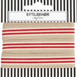 Bomuldsbånd m. striber, 3m Sand