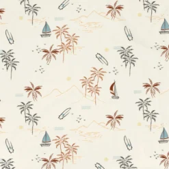 Bomuldsjersey m/ beach & maritimt print Trend White