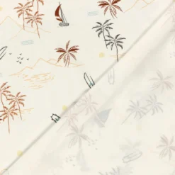 Bomuldsjersey m/ beach & maritimt print Trend White
