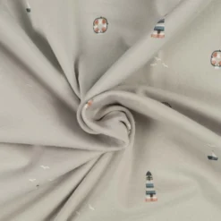 Bomuldsjersey m/ maritimt print Silver